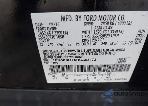 2017 Ford Explorer Sport from USA, damaged, VIN 1FM5K8GTXHGA53172